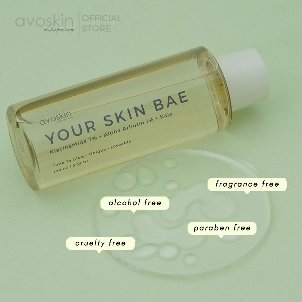 Avoskin Your Skin Bae Toner Niacinamide 7% + Alpha Arbutin 1% + Kale Sachi Beaute