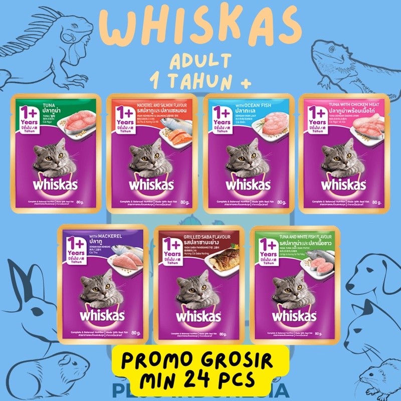 Whiskas Pouch Wet Food Makanan Kucing Basah Sachet 80 Gram