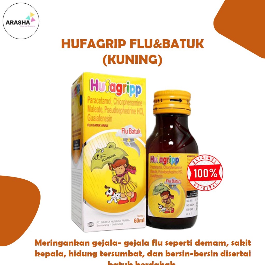HUFAGRIP FLU & BATUK ANAK 60 ML Obat Flu/Demam/Sakit Kepala/Hidung Tersumbat/Bersin Bersin