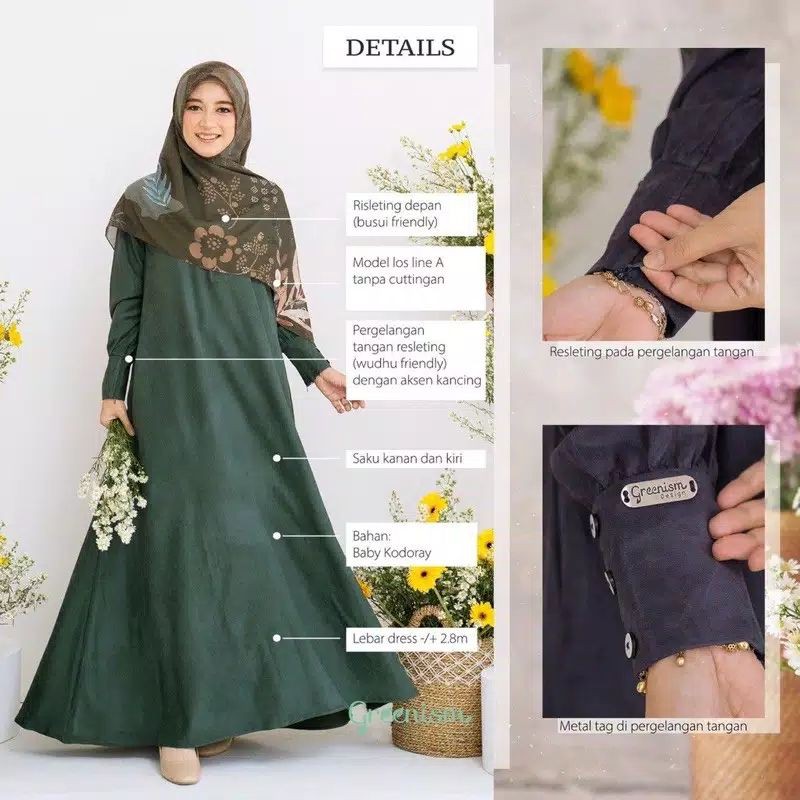 bestseller SORAYA DRESS by GREENISM original brand gamis branded