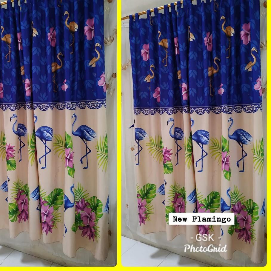 (TERMURAH) ㊅ Gorden Motif Bunga Homemade Bahan Katun Disperse / GORDEN FLAMINGGO .,.,