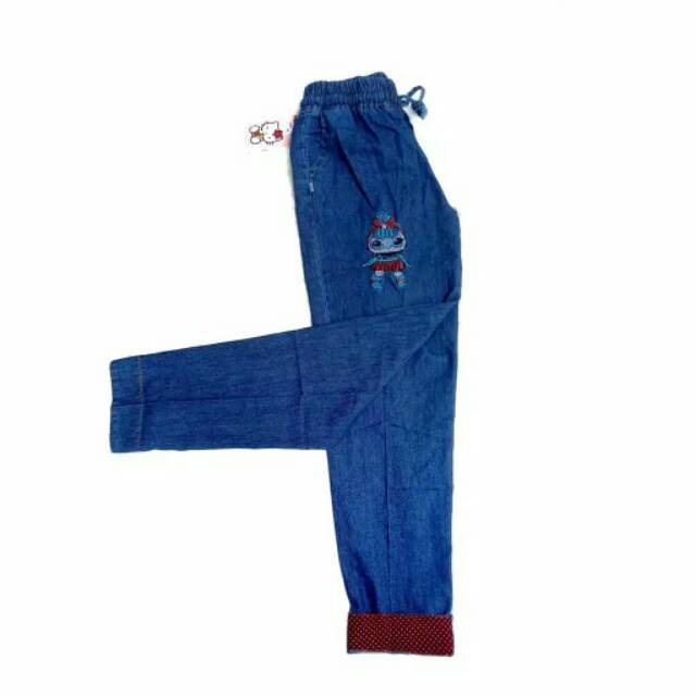 Celana Jeans / Celana Panjang / Celana Anak Perempuan / Celana Luna Motif Bordiran ukuran 24.25.26