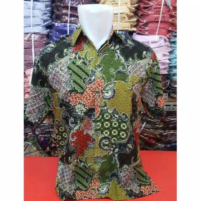 Sekartaji Sogan Pendek Kemeja Batik Pria Katun Cabut Primisima Full Furing