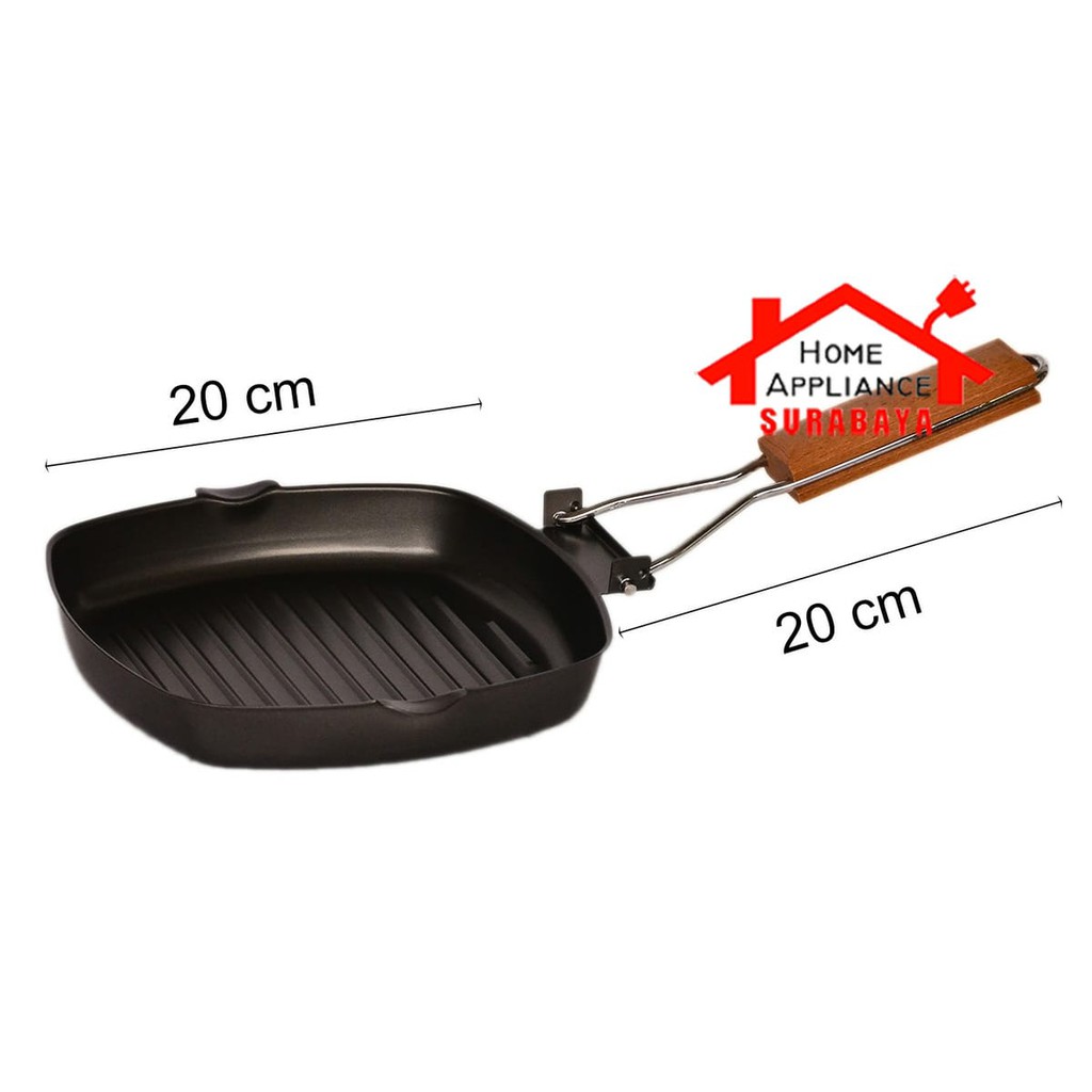 Panci Square Grill Pan 20 CM G 2402 - Wajan Panggan Non Stick BBQ Bakaran Sate Serbaguna