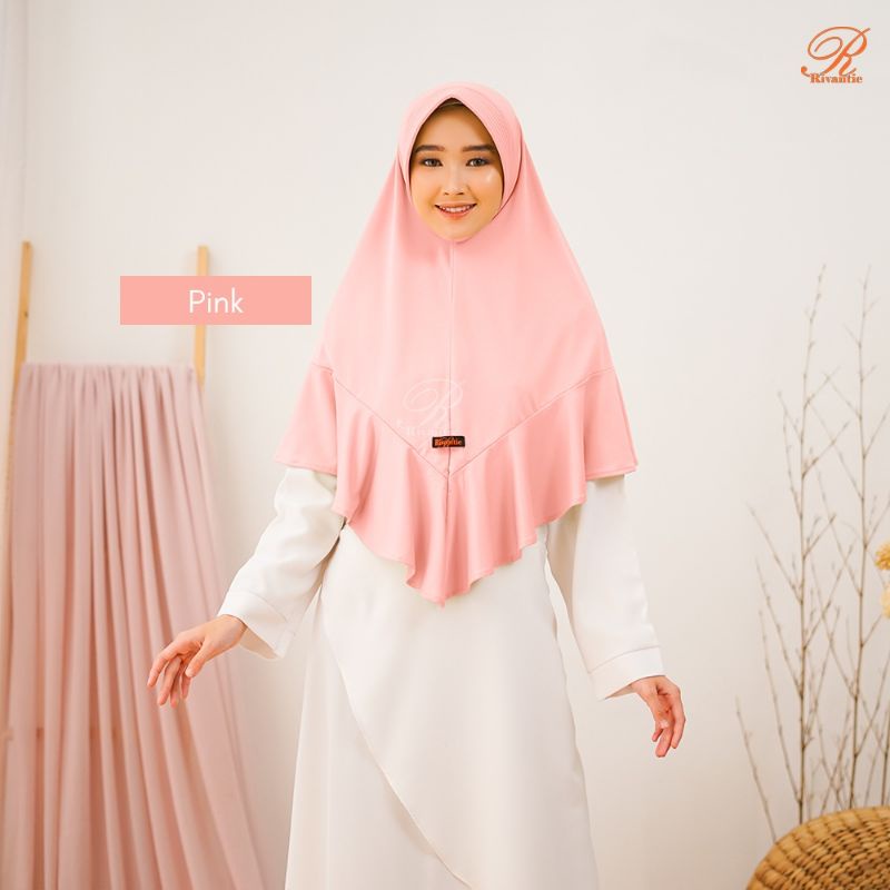 PROMO Kerudung Rivantie claudia M / kerudung instan / Jersey creb-PINK