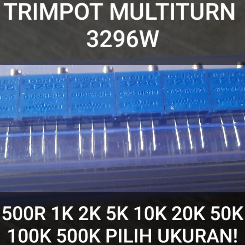 1Pcs TRIMPOT VR TRIMMER MULTITURN kotak hijau 3296 3296W 200R 500R 1K 2K 5K 10K 20K 50K 100K 200K 500K 1M