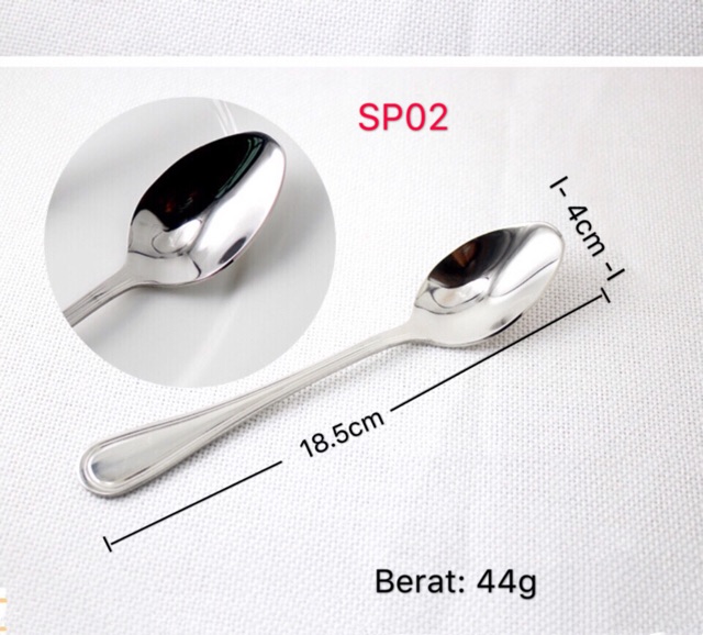 3 pcs sp01 sp02 sendok makan besar sedang spoon tebal stainless steel elegan garis