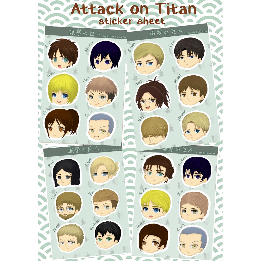 

Attack on Titan Sticker Sheet Kisscut Survey Corps & Marley Warrior