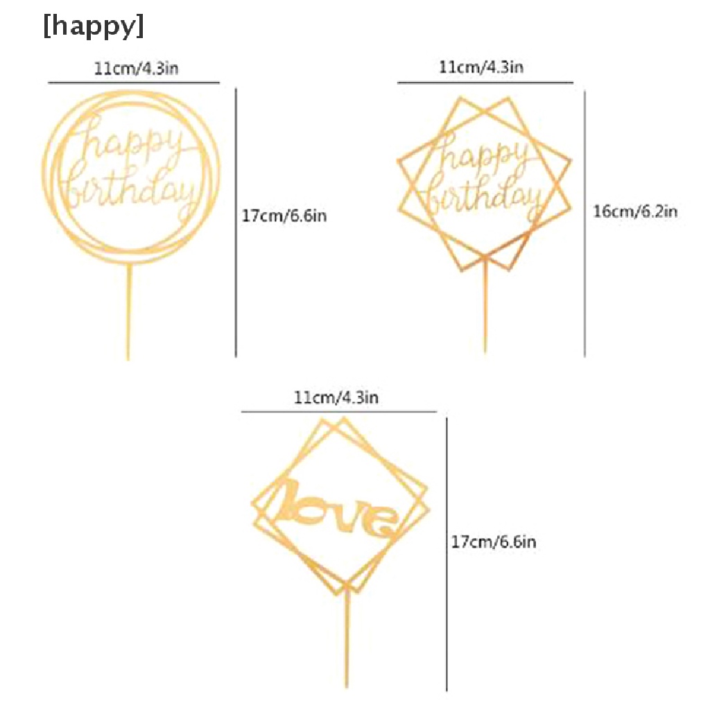 10pcs Topper Kue Desain Happy Birthday Bahan Akrilik Untuk Dekorasi Pesta