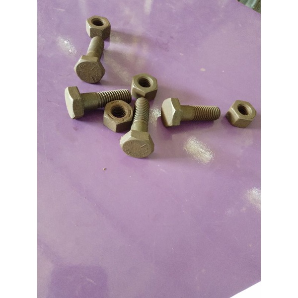 Baut+Mur Baja 5/8×3/Grade 8.8/hitam baja/kunci 24