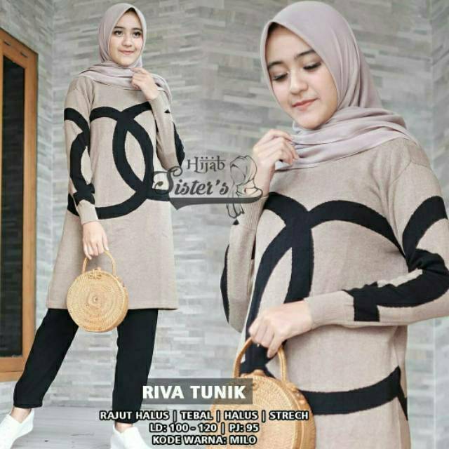 Riva Tunik, TUNIK RAJUT CANTIK FIT XXL LD 100-122 BAHAN RAJUT HALUS TEBAL TERMURAH TERLARIS OOTD