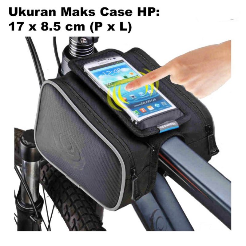 Tas Frame Depan Sepeda MTB Seli Touring Case Hp Tas Roswheel Phone Case Tas Batang Frame Depan Seped