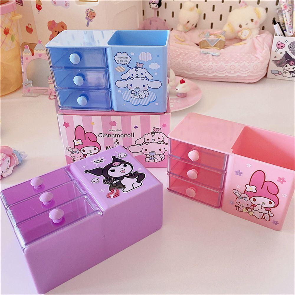 Lanfy Tempat Pulpen Kawaii Stationery Kuromi Cinnamoroll Kotak Penyimpanan Siswa Organizer Box