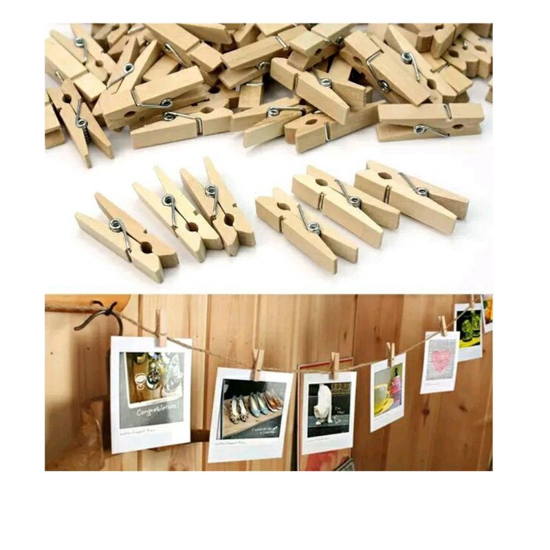 (harga per 1pcs) WOODEN CLIP / PENJEPIT FOTO POLAROID / PENJEPIT FOTO KAYU