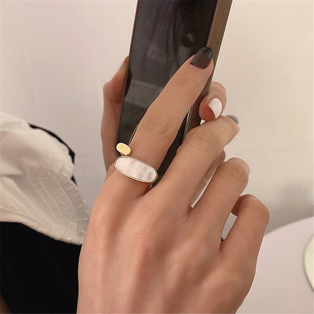 【COD Tangding】Cincin Jari Telunjuk Model Terbuka Dapat Disesuaikan Desain Geometris Gaya Korea Untuk Aksesoris