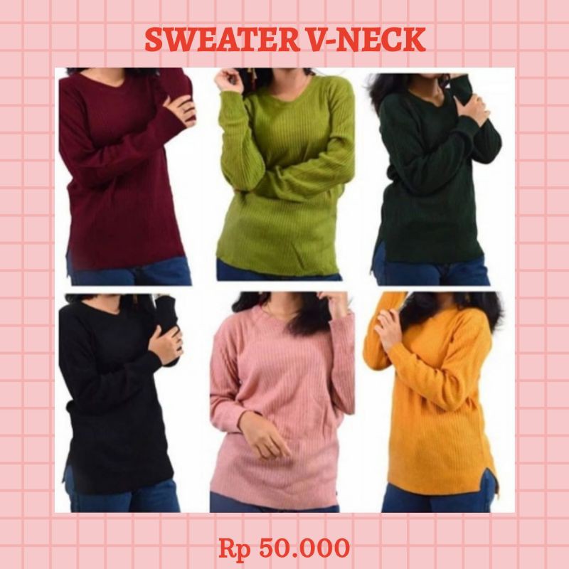 SWEATER RAJUT V-NECK