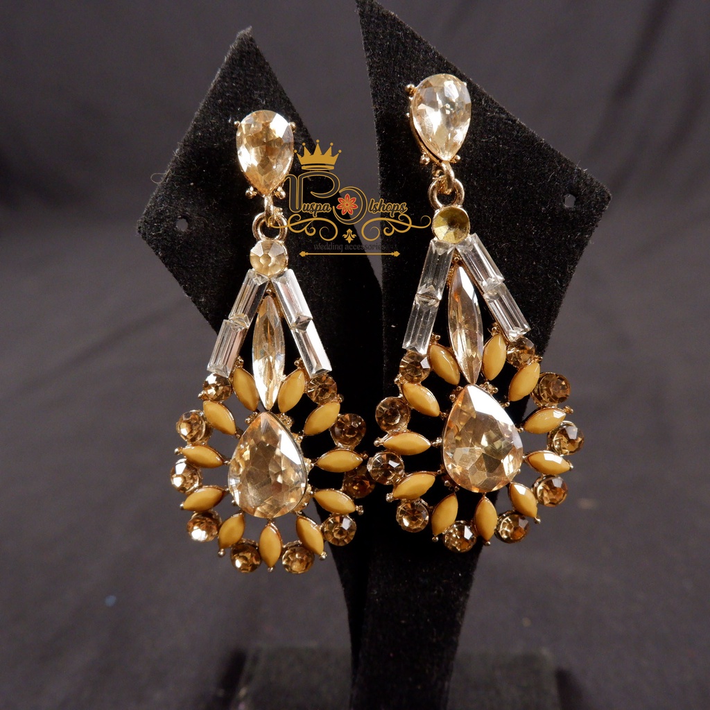 Anting  kristal dropstone anting pengantin