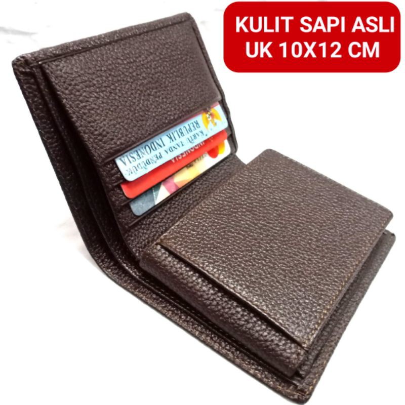 DOMPET KULIT PRIA KULIT SAPI ASLI KULIT LIPAT MOTIF SERAT JERUK