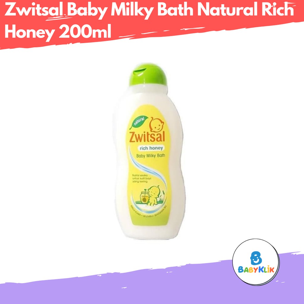 Zwitsal Baby Milky Bath Natural Rich Honey 200ml - Sabun Bayi Cair