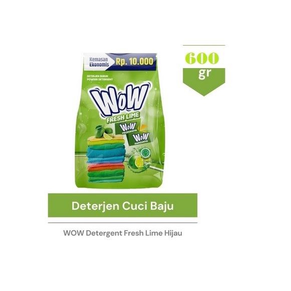 Wow 2000 Deterjen Sabun Cuci Baju Fresh Lime Hijau 600Gr