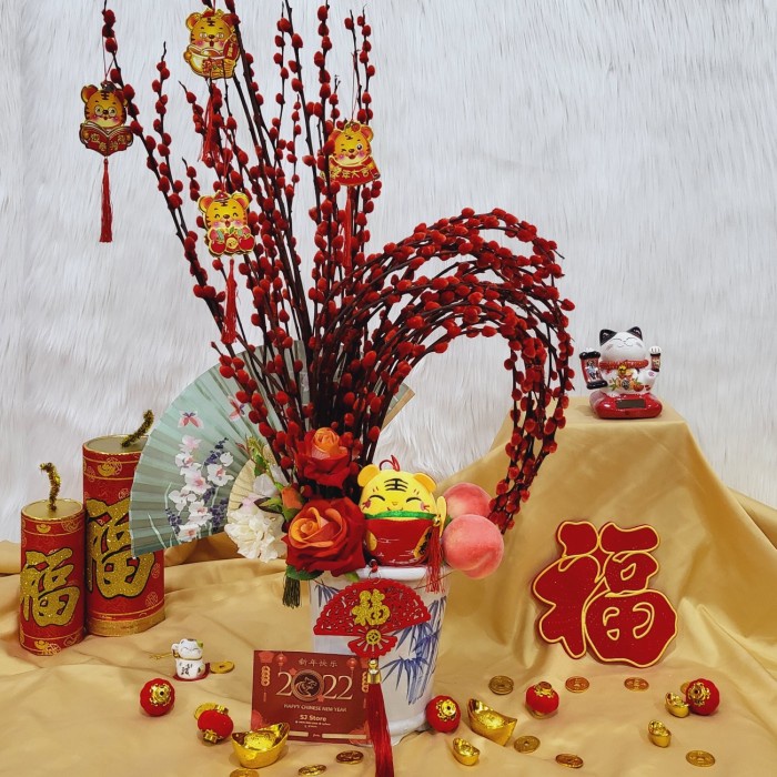 

Paket dekorasi hiasan lampion hampers imlek sakura pussy willow cny 20