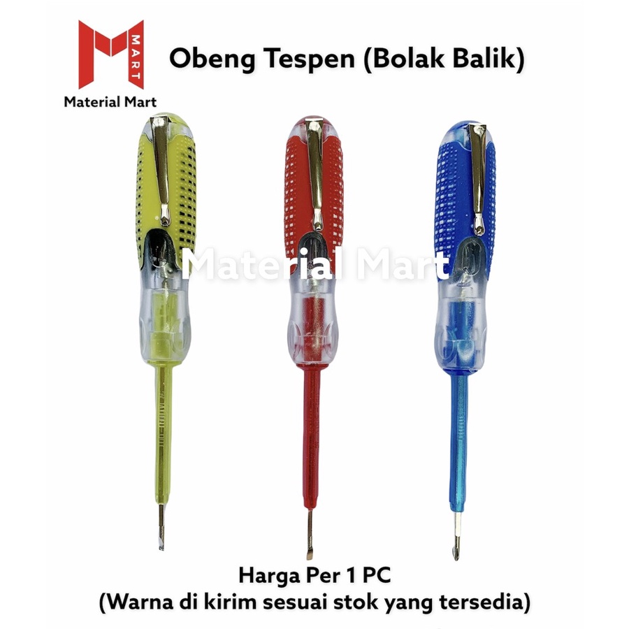 Tespen Bolak Balik Murah | Obeng Listrik ORi | Test pen BB | Tes pen | Testpen | Material Mart