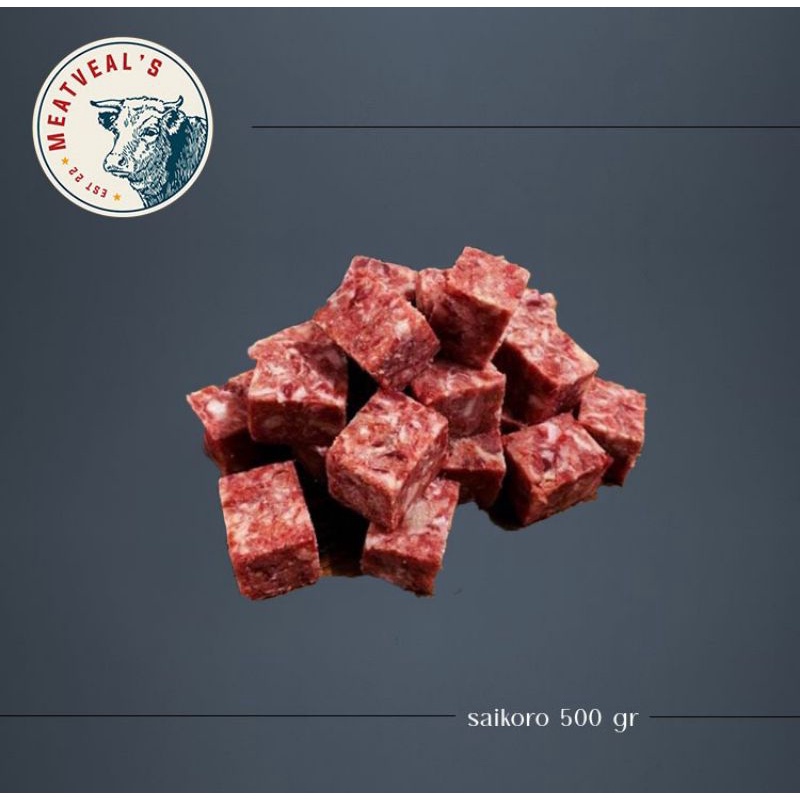 

Saikoro Beef Meltique Wagyu Cube Steak Daging Sapi Cubic 500gr