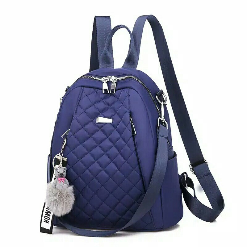 Tas Multifungsi wanita Ransel Wanita Backpack Stylish Nilon Glossy Free Gantungan Handmade Bandung