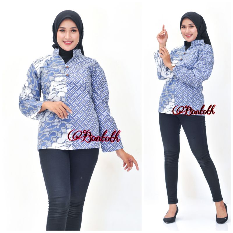 tey-17 Batik Wanita ASJ SA HRB026 Kenogo Kemeja Tosca Pendek-Model 11