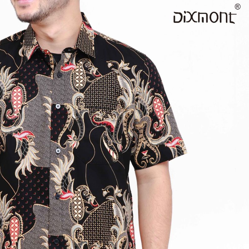 Dixmont Kemeja Pria Batik Pendek Hem BS01421