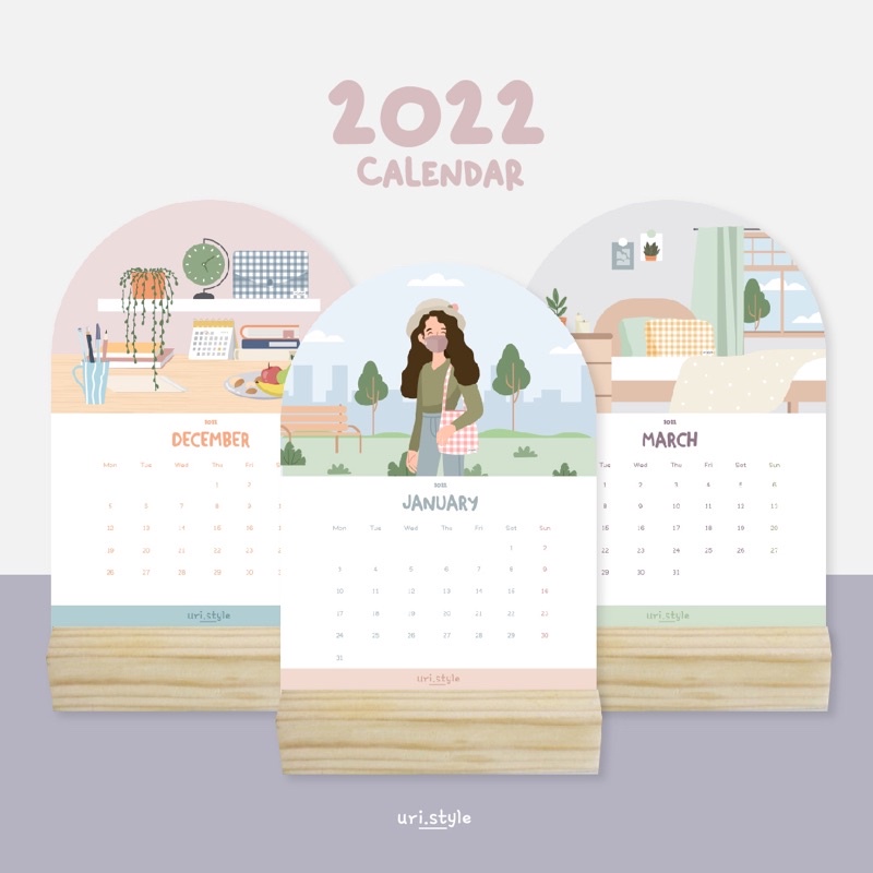 Uri Calendar Stand 2022, Aesthetic Calendar, Kalender Meja Lucu, Kalender 2022