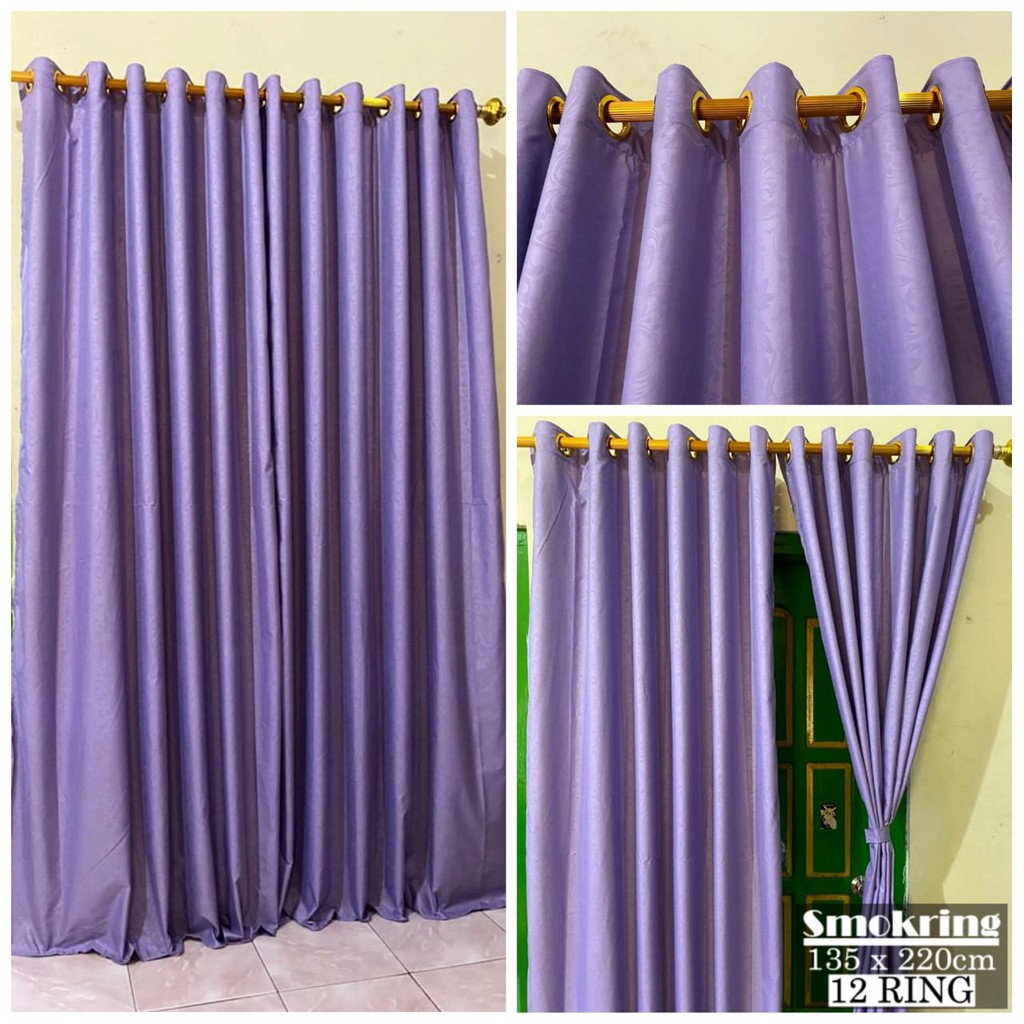 GORDEN EMBOS UNGU MUDA RING 12 SMOKERING MURAH 135X220CM! GORDEN GROSIR HOMEMADE HORDEN MURAH