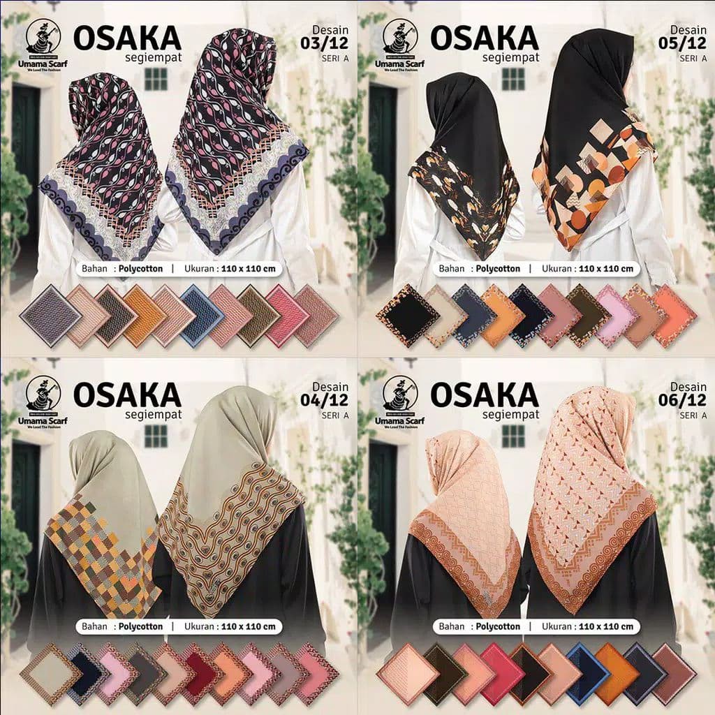 [LOCAL] - Umama OSAKA Versi A campur motif dan campur warna jilbab hijab kerudung Segiempat