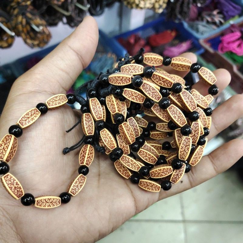 Gelang Tangan Kayu Batu Lusinan isi 12 pcs