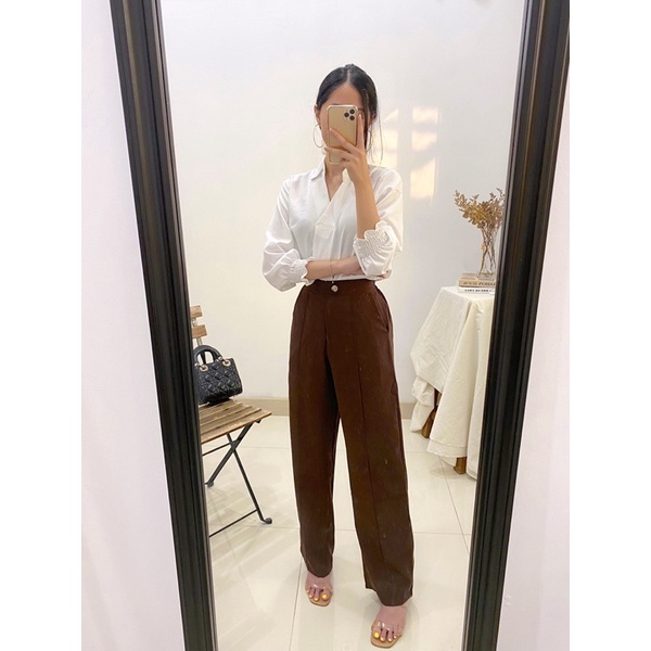 KINO Pants Long Button Formal Kulot / Office Pants / Straight Kulot Pants Casual / Celana Kulot Wanita / Celana Kantor Wanita P9