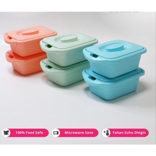 Kotak Makan Bento Calista Lotus Square Set 2pcs / Lunch Box Calista / Tempat Bekal Makan