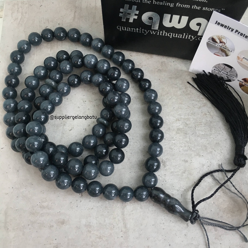 tasbih batu alam GREY AGATE 10mm 99 butir akik tasbehabu abu berserat