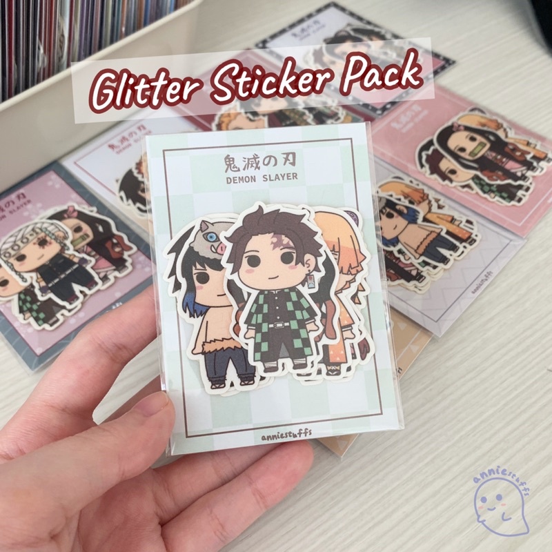 

Demon Slayer Kimetsu No Yaiba - Glitter Sticker Pack | anniestuffs (BACA DESKRIPSI!)