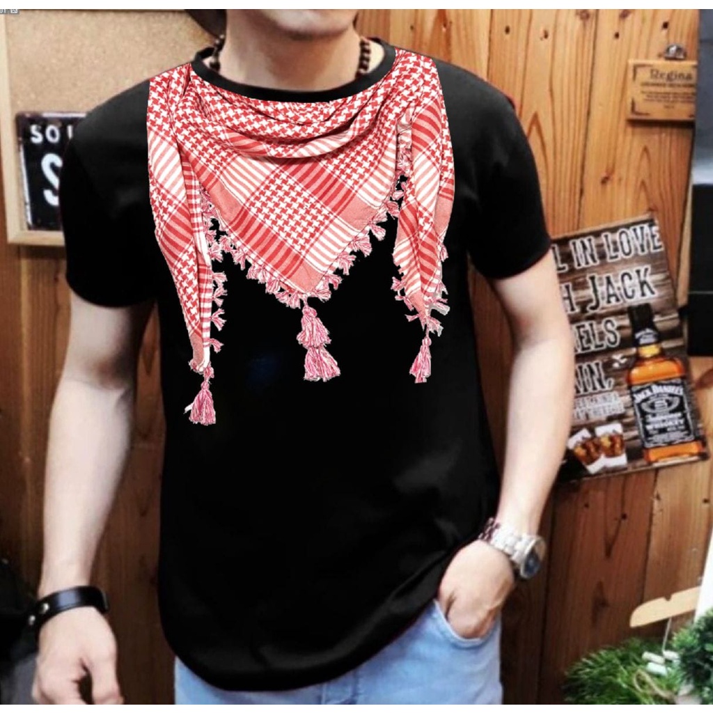 Shalch Trendy / Kaos Pria Motif Sorban Merah 03 / Pakaian Atasan Pria