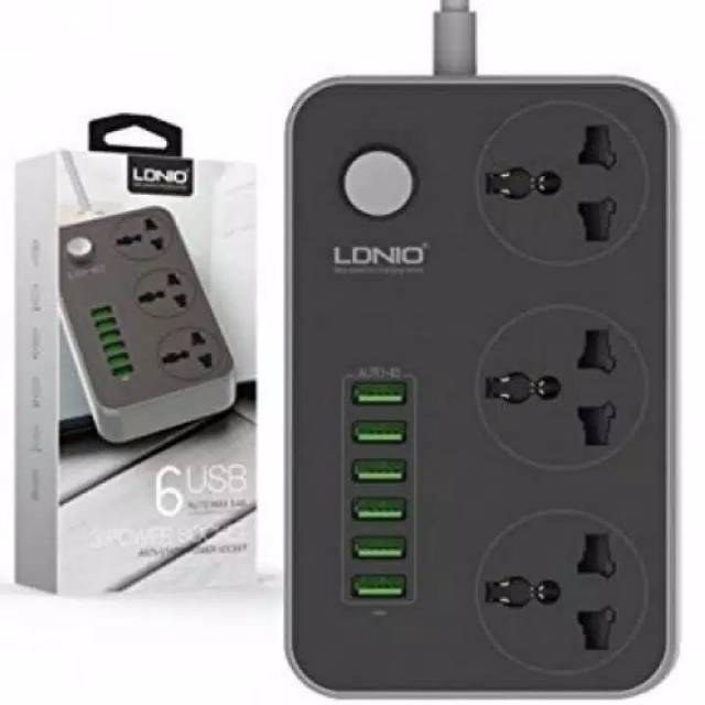 LDNIO SC3604 Stop Kontak 3 power socket 6 USB fast charging output 3.4A