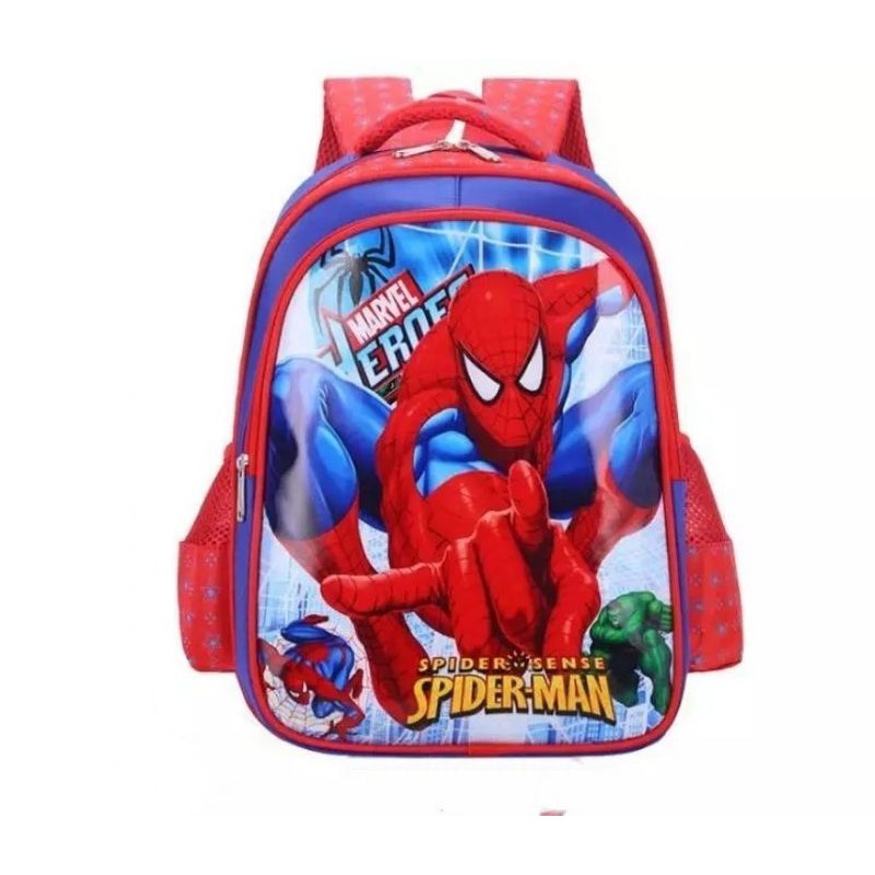 FREE ONGKIR Tas Anak Sekolah Ransel SD Import Spiderman Laba Laba Timbul