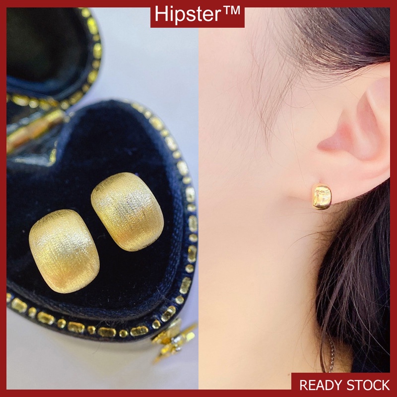 New Italian Handmade Brushed Craft Cloth Golden Smooth Earrings