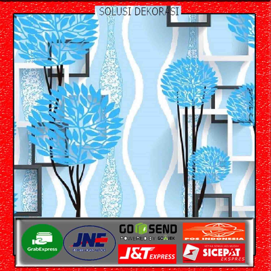 Wallpaper Dinding 10 Meter x 45cm / Bahan PVC Anti Air / Motif Dendolion New Biru