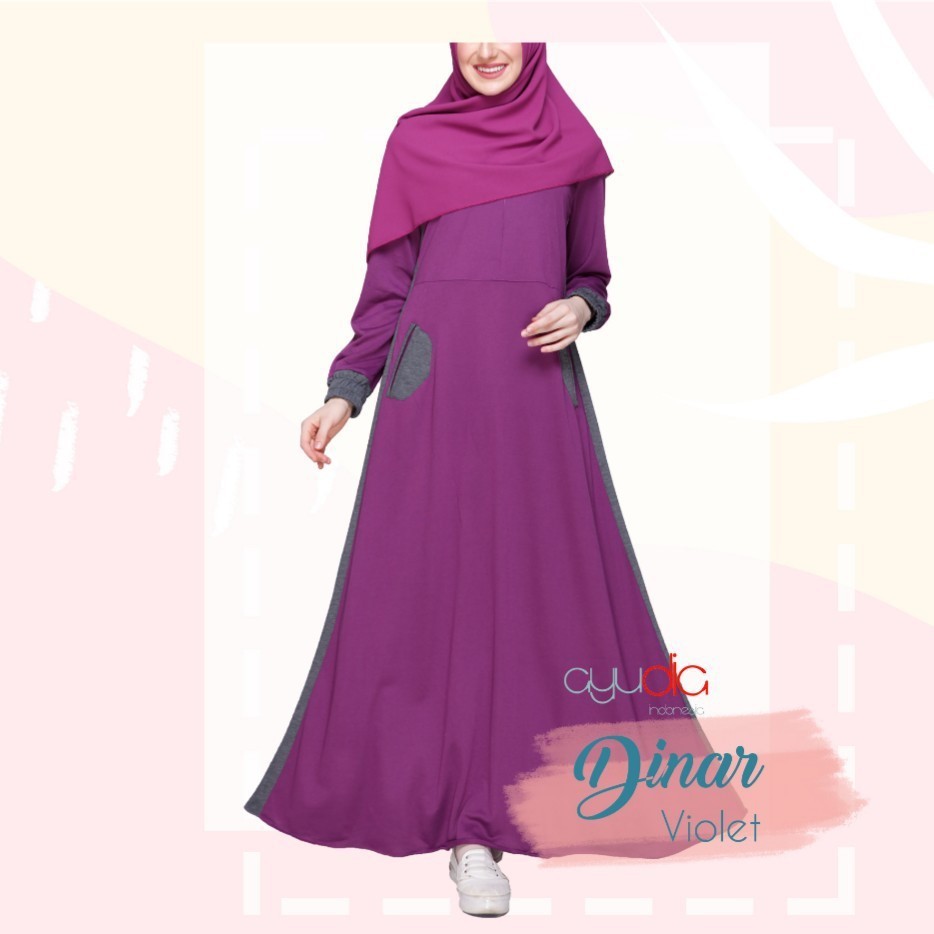 Gamis DINAR dress VIOLET Ayudia Buju Muslim Syari Sporty cocok untuk Olahraga Busui Friendly Terbaru