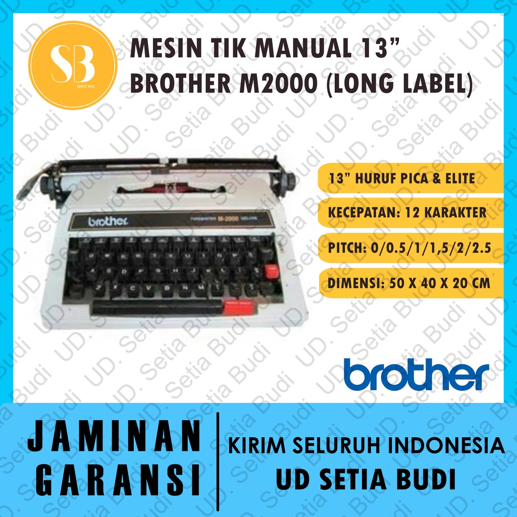 Mesin Ketik Manual Brother 13&quot; M2000 Long Label Asli Tik M 2000