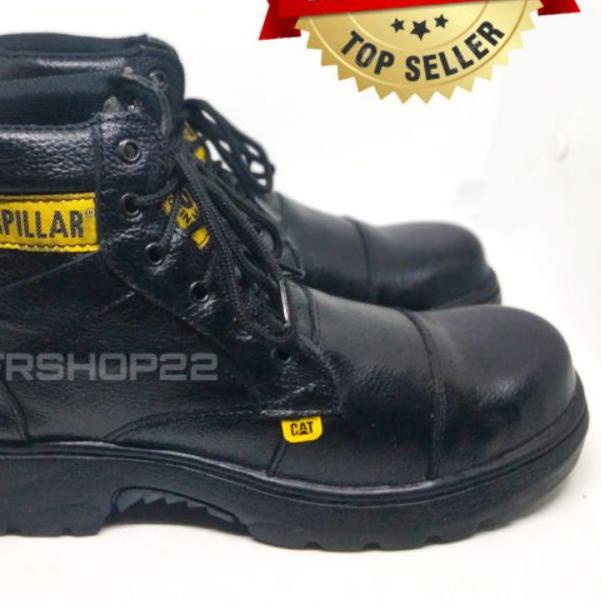 ☋ Sepatu safety cat kulit pria - black - cth02 ◙
