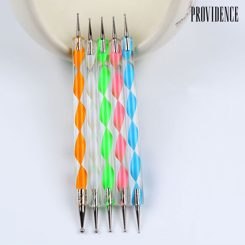 Providence 5Pcs 2 Way Marbleizing Dotting Manicure Tools DIY Nail Art Rod Painting Dot Pen