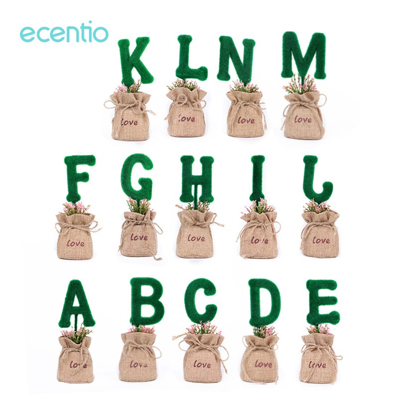 

Ecentio Bunga Hias Tanaman hias bentuk huruf dengan pot goni cocok untuk dekorasi rumah kantor(A-M)