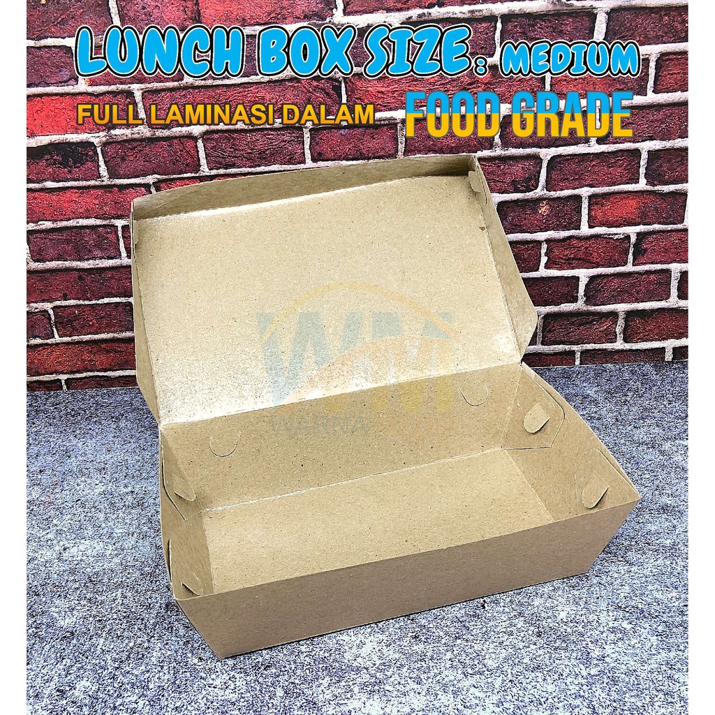 PAPER LUNCH BOX UKURAN M/DUS MAKANAN TAKE AWAY/KEMASAN MAKANAN BAHAN KRAFT BROWN POLOS(80pcs)