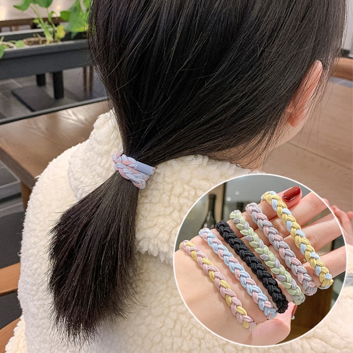 Ikat Rambut Wanita Korea Kepang Hair Accessories Rubber Band Head Kuciran Korea Tali Kucir Murah 2pc-1
